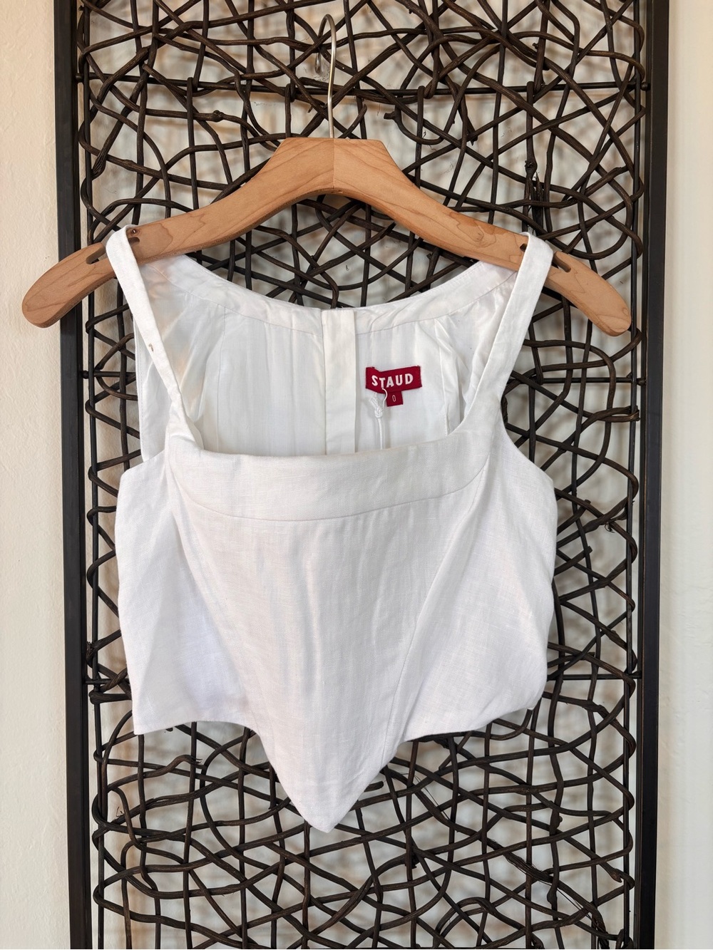 STAUD Vaga Linen White Corset Top NWT Size 0 - Picture 7 of 15